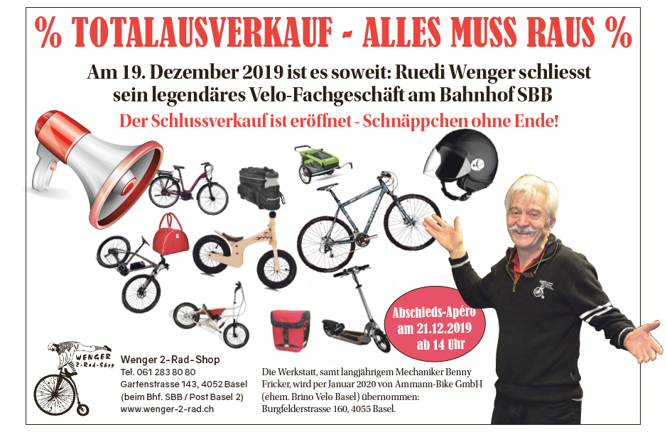 Wenger 2 Rad – Velo-Totalausverkauf, alles muss raus